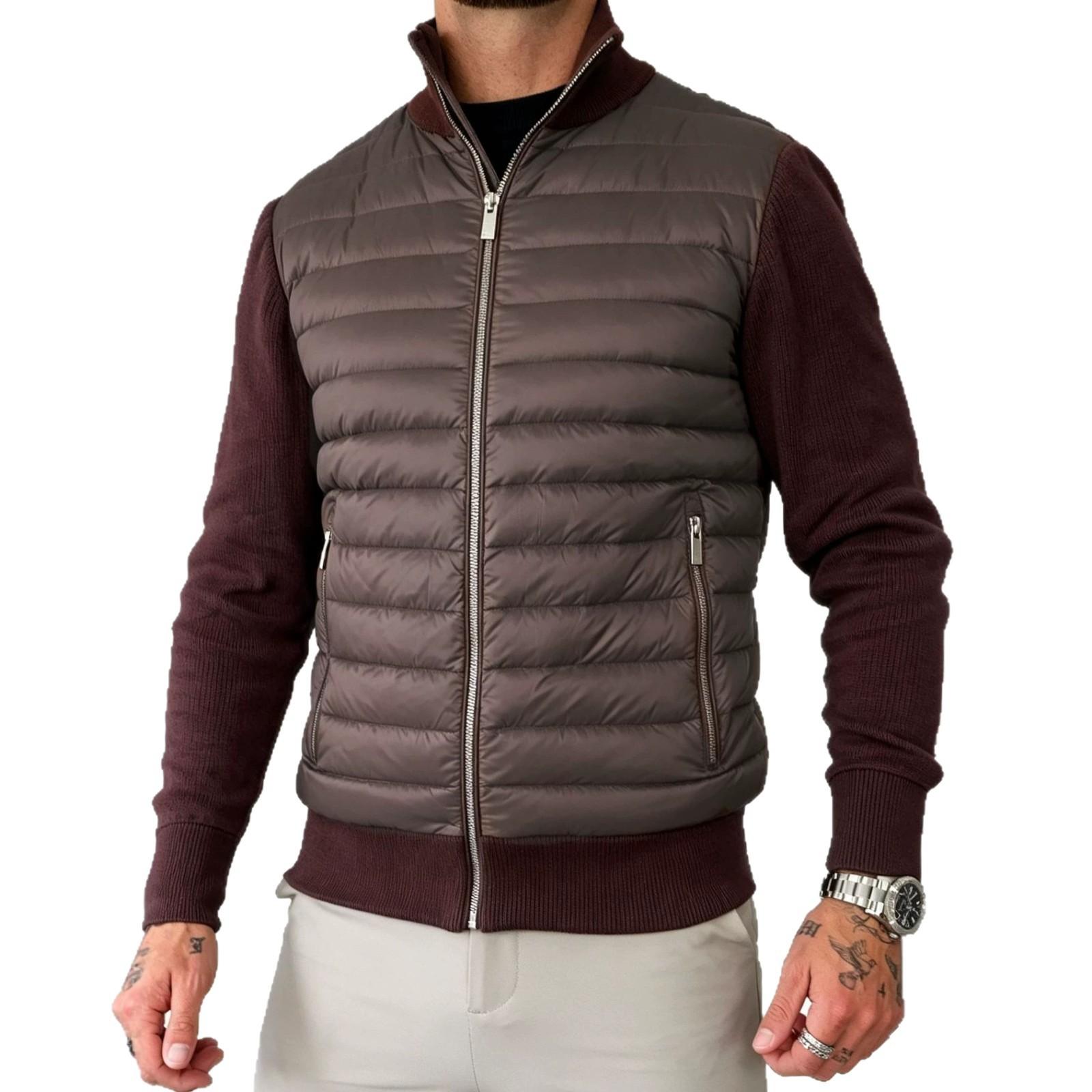 Patchwork Stand-Neck Casual Warm Cotton-Padded Coat