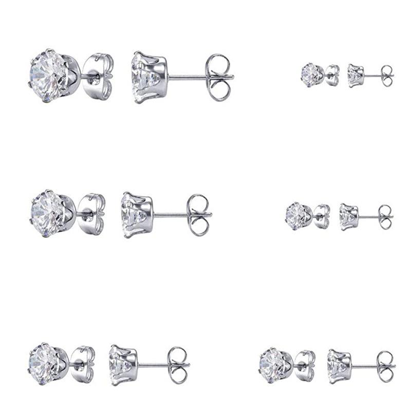 Crown Six-prong High-end AAA Zircon Stud Earrings