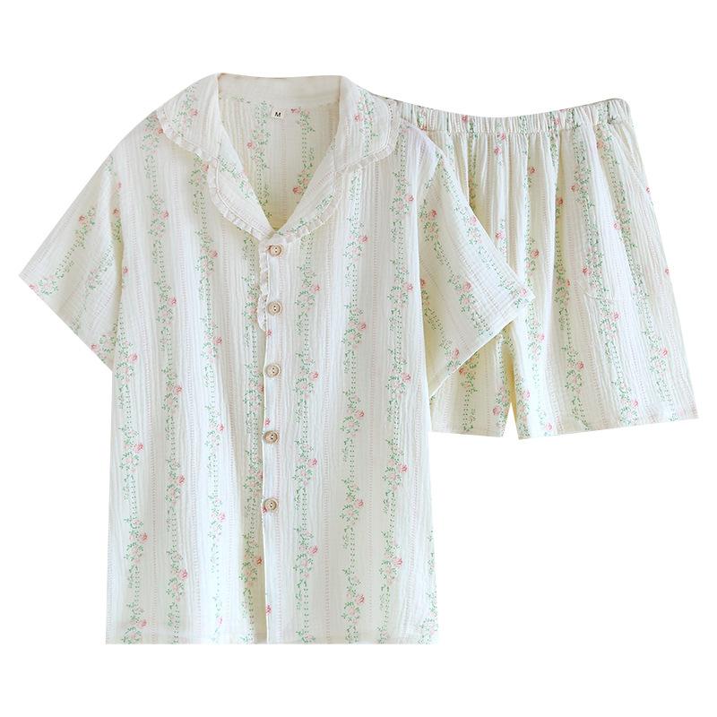 Sweet Floral Short-sleeved Shorts Cotton Pajamas