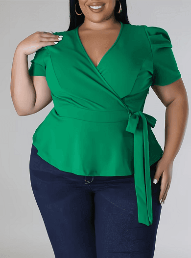 A Puff-sleeve Top With A Drawstring Waist