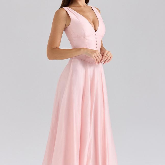 French Gentle Pure Desire Elegant Sexy V-neck Waist-controlled Slimming Dress