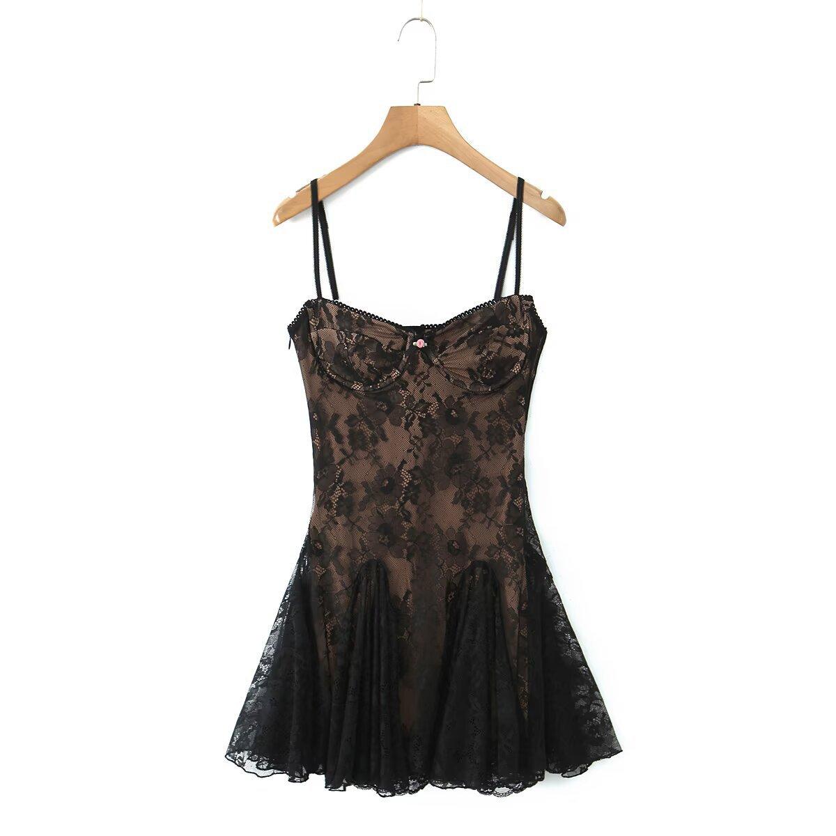 Women's Lace Braces Bandeau Dress Sexy