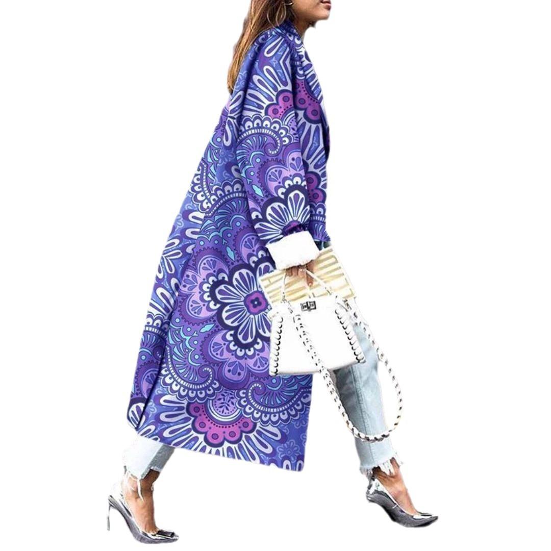 Fashion Loose Ankle Print Woolen Coat
