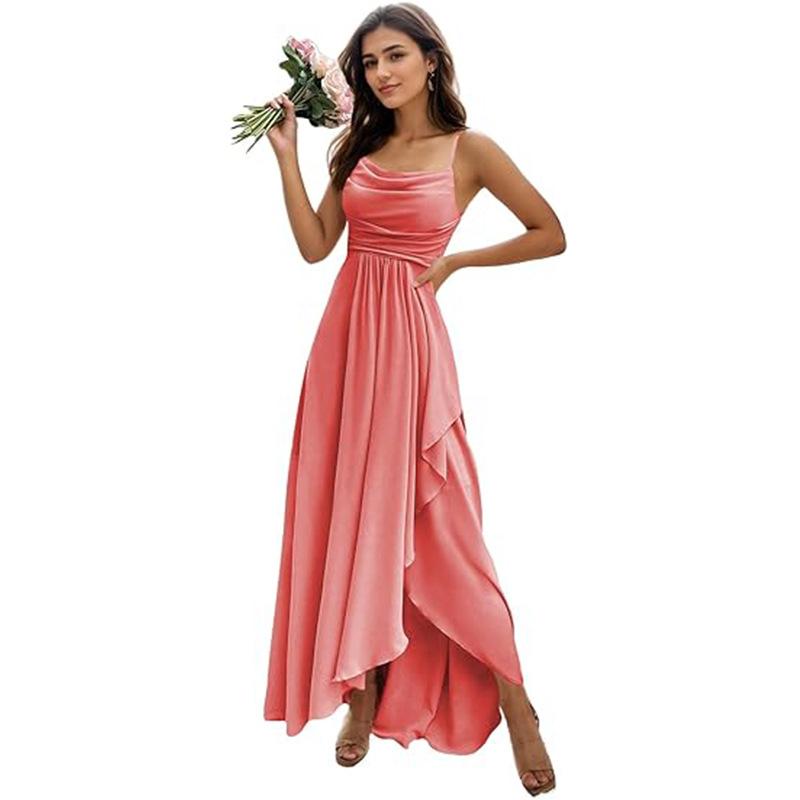 Women's Pure Color All-matching Sexy Single Strap Waist-tight Dress