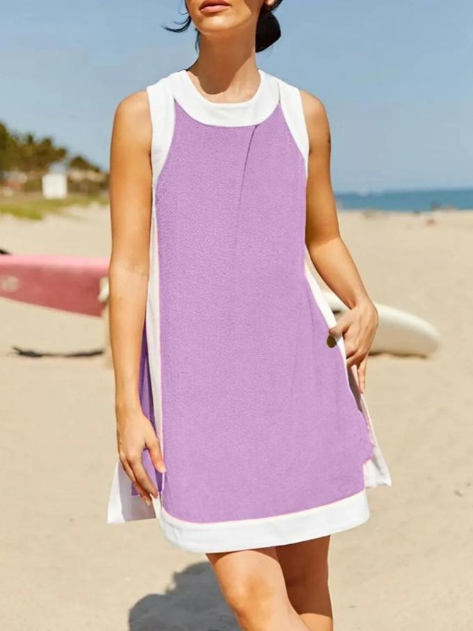 Round Neck Sleeveless Top Paired With Shorts Set