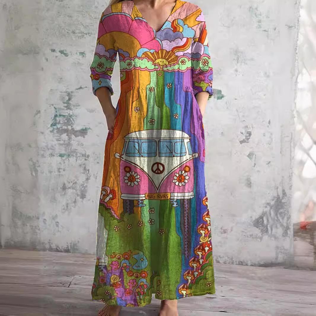 Casual Women's Floral Print Medium Dress