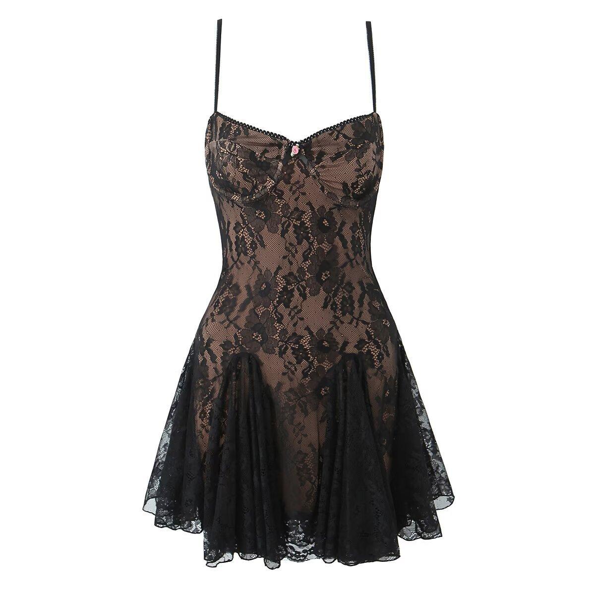 Women's Lace Braces Bandeau Dress Sexy