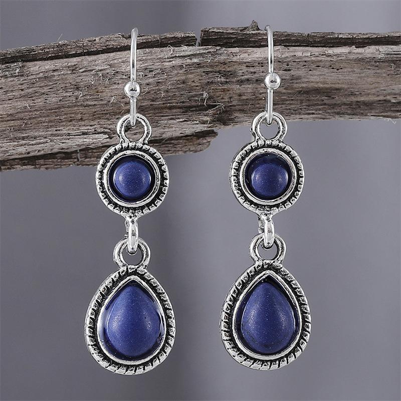 Retro Ethnic-Style Floral Waterdrop-Shaped Alloy Earrings