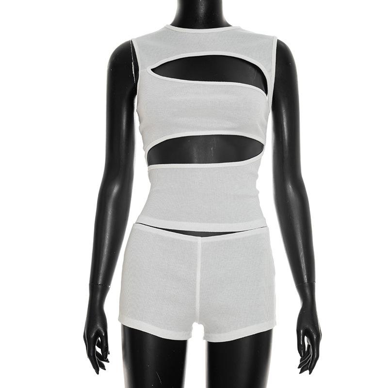 Women's Sexy Solid-Color Waist-Cinching Slimming Ultra-Short Pants Set
