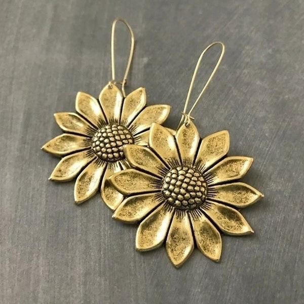 Retro Exaggerated Extra-large Sunflower Earrings