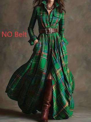 Large Size Women's Clothing French Retro Grid Slim Irregular Dress