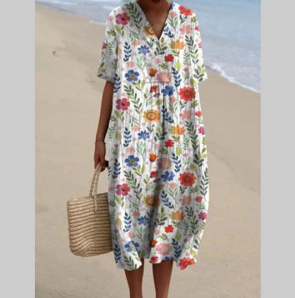 Large Size Women's Shirt Short Sleeved Dress