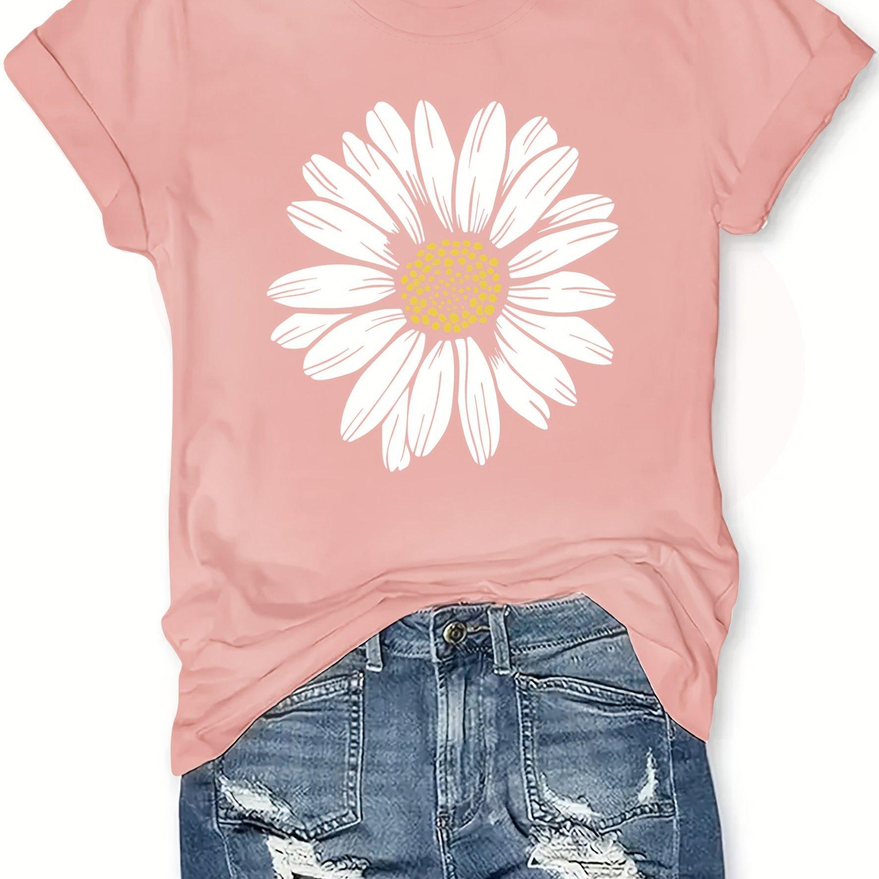 Women's Casual Daisy Print T-Shirt