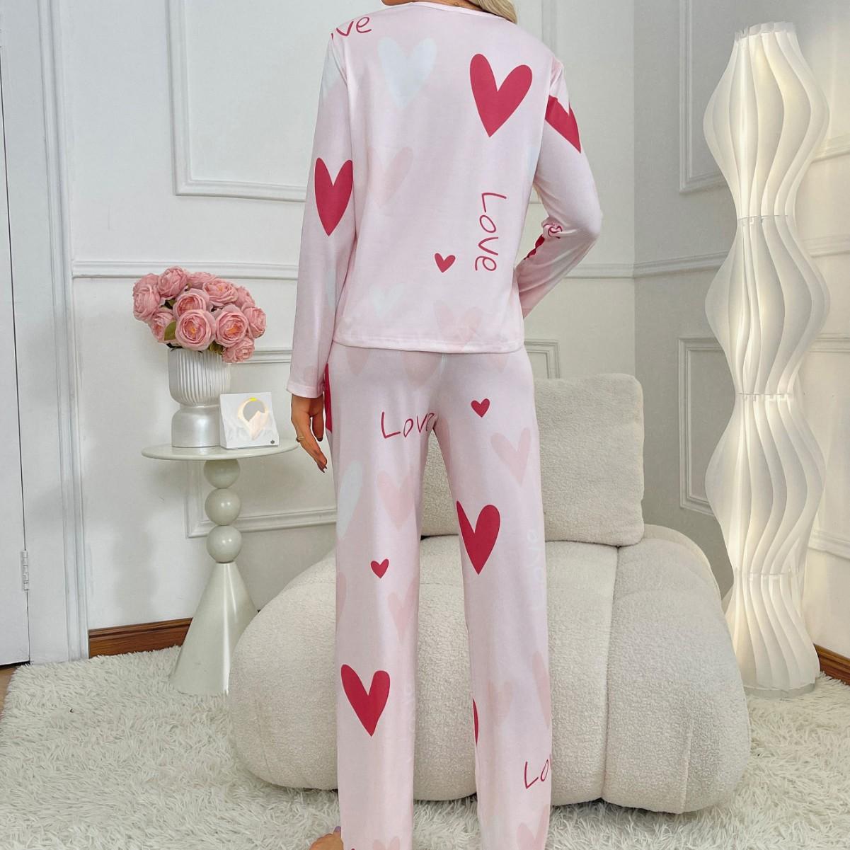 Love Print Long Sleeve Pants Simple Two-piece Set