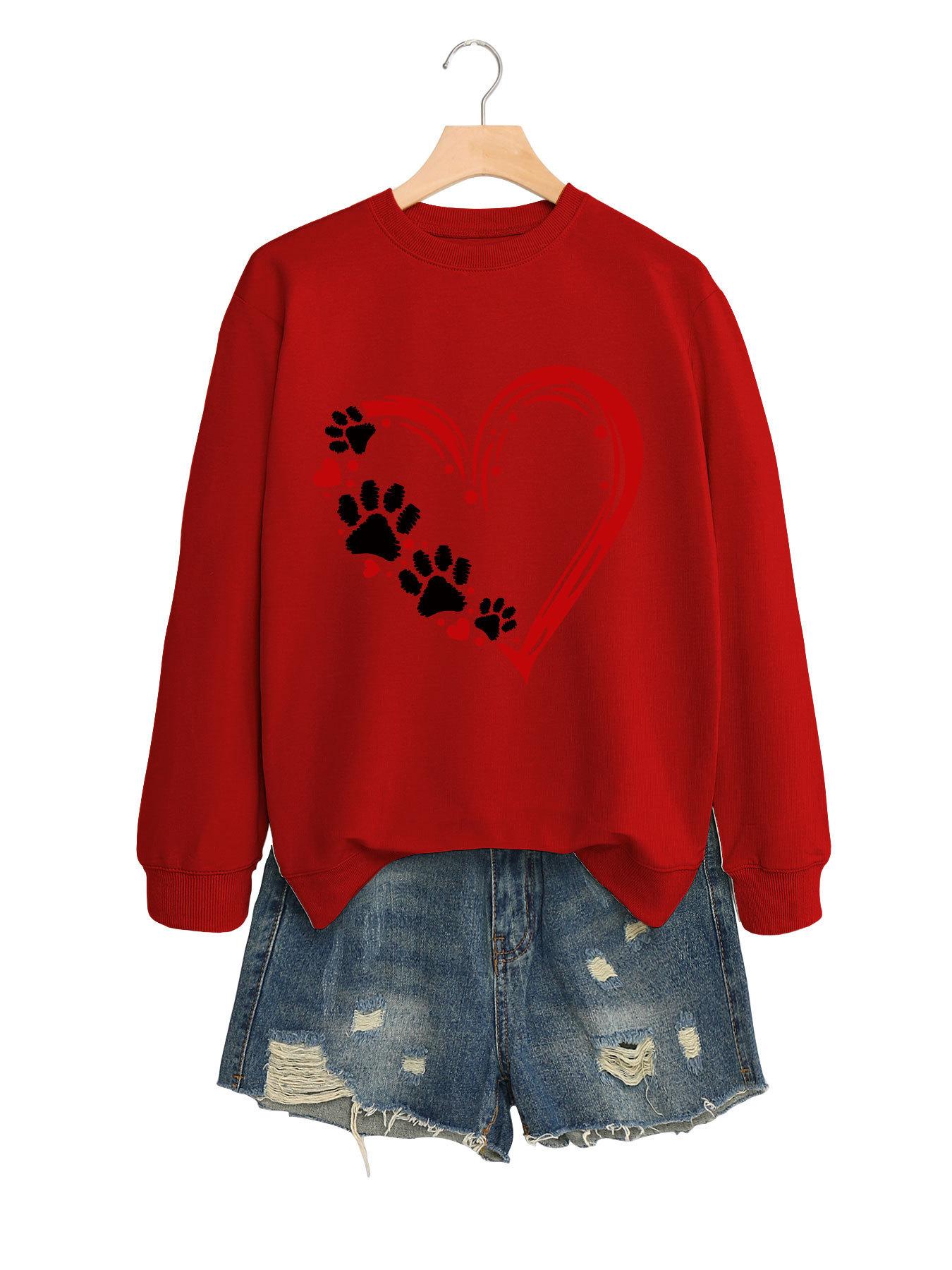 Fashionable Trendy Versatile Womens Top With Heart And Footprint Designs