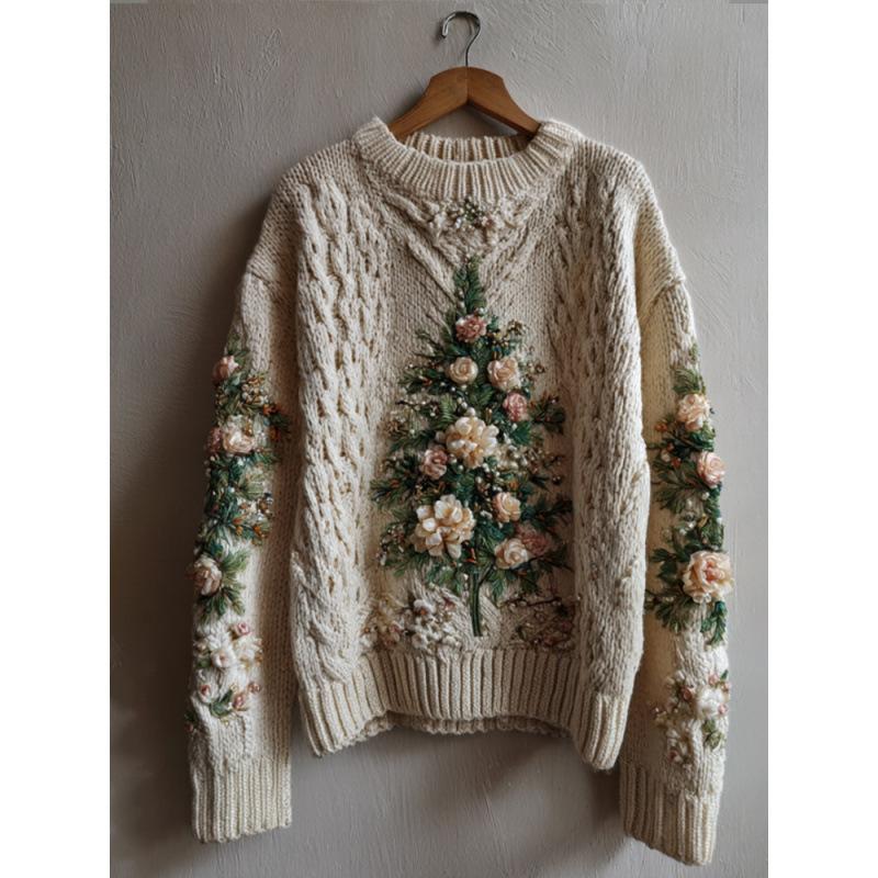 Womens 3D Digital Print Loose Crew-Neck Sweatshirt