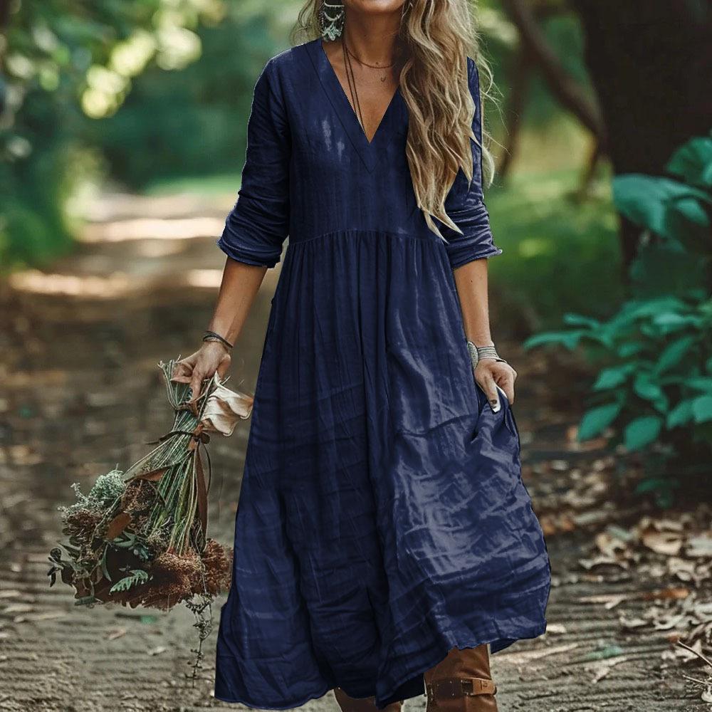 Bohemian Holiday Cotton And Linen Style Dress