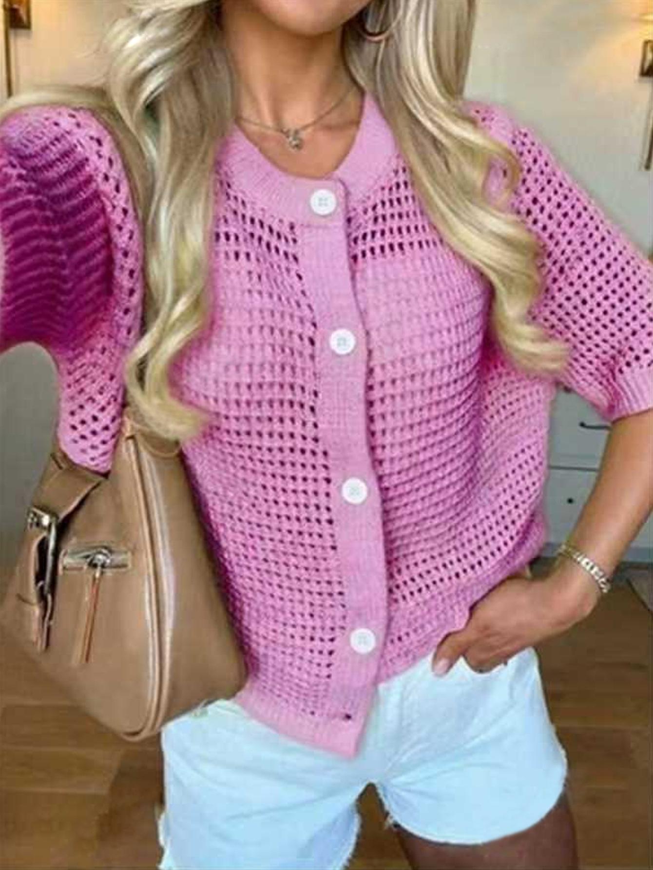 Women's Solid-color Cardigan Sweater Top