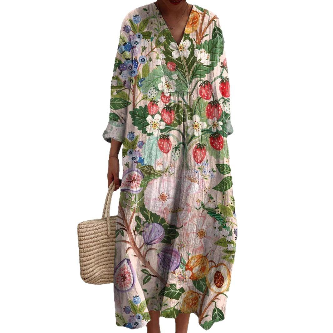 Fashion Casual Floral Shirt Dress Women