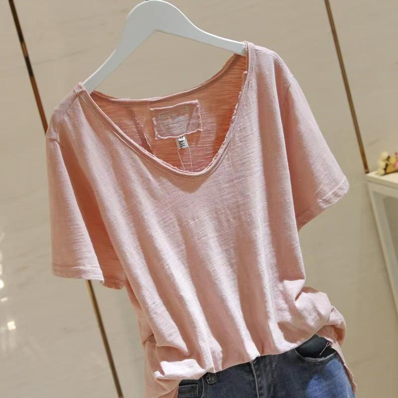 Versatile Patchwork Bamboo-cotton Thin Summer Short-sleeve Top