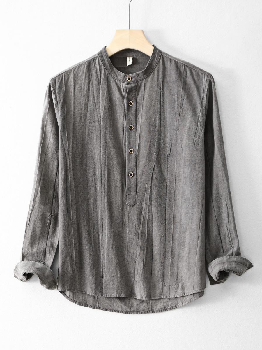 New Mens Ramie Minimalist Casual Shirt