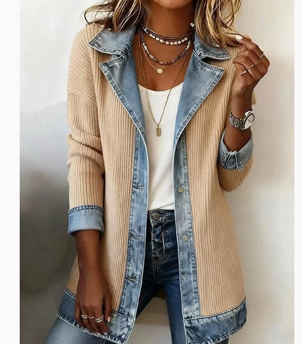 Fashionable Elegant Slim-fit Long-sleeve Patchwork Coat For Women