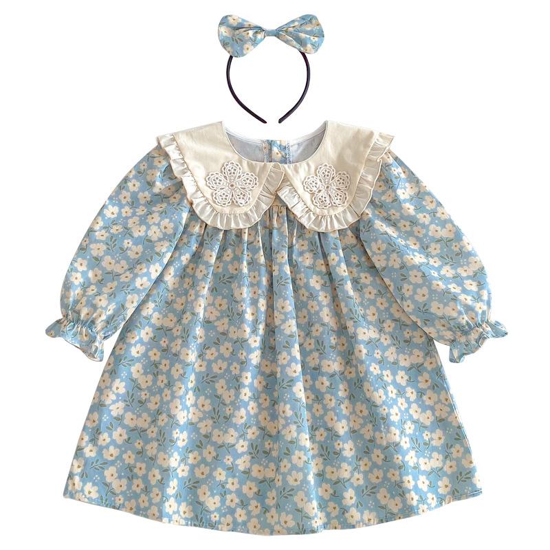 Lace-trimmed Dress For Little Girls Stylish Sister Outfits