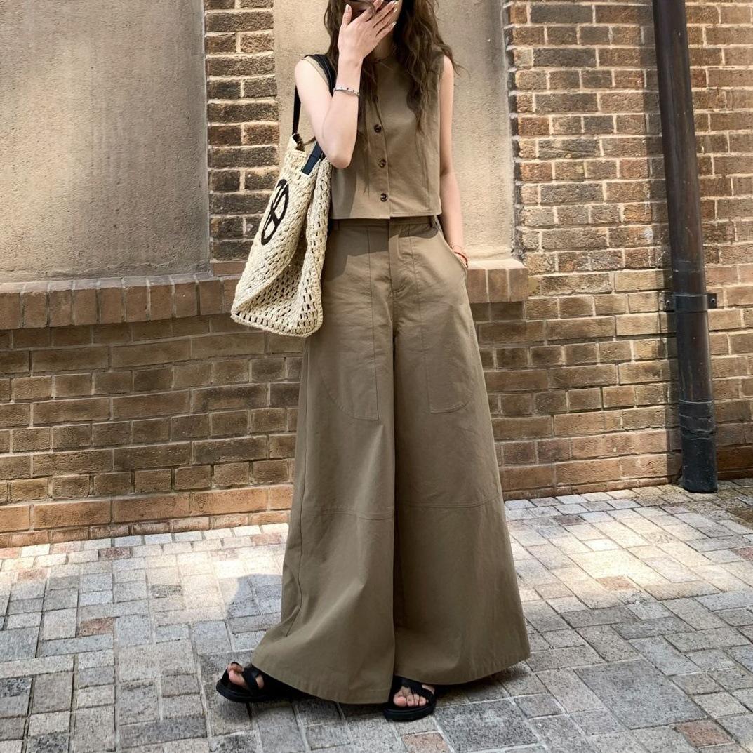 Fashionable Versatile Casual Top And Wide-Leg Pants Set For Women