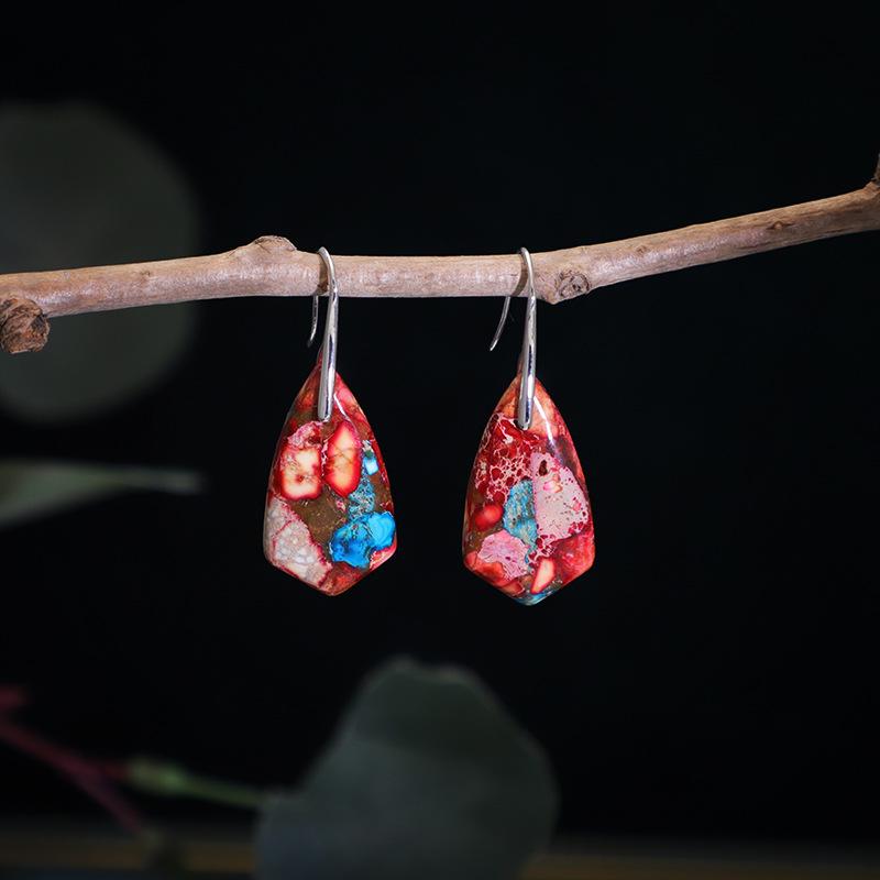 Triangular Rhombus-shaped Floral Earrings For Women