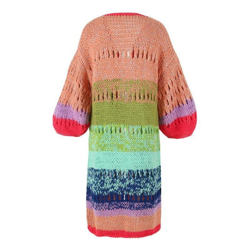 New Womens Colorful Crocheted Knit Top
