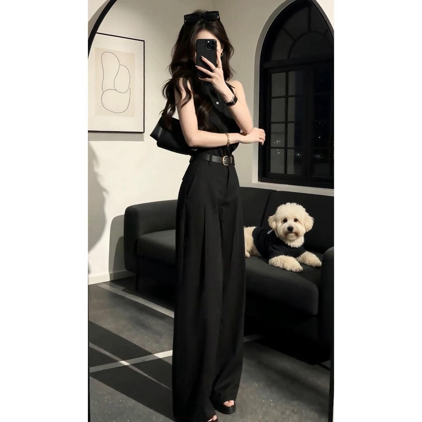 Sleeveless Shirt And Pants Set For Women