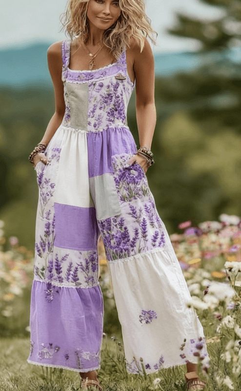 Women's Retro Print Comfortable Jumpsuit