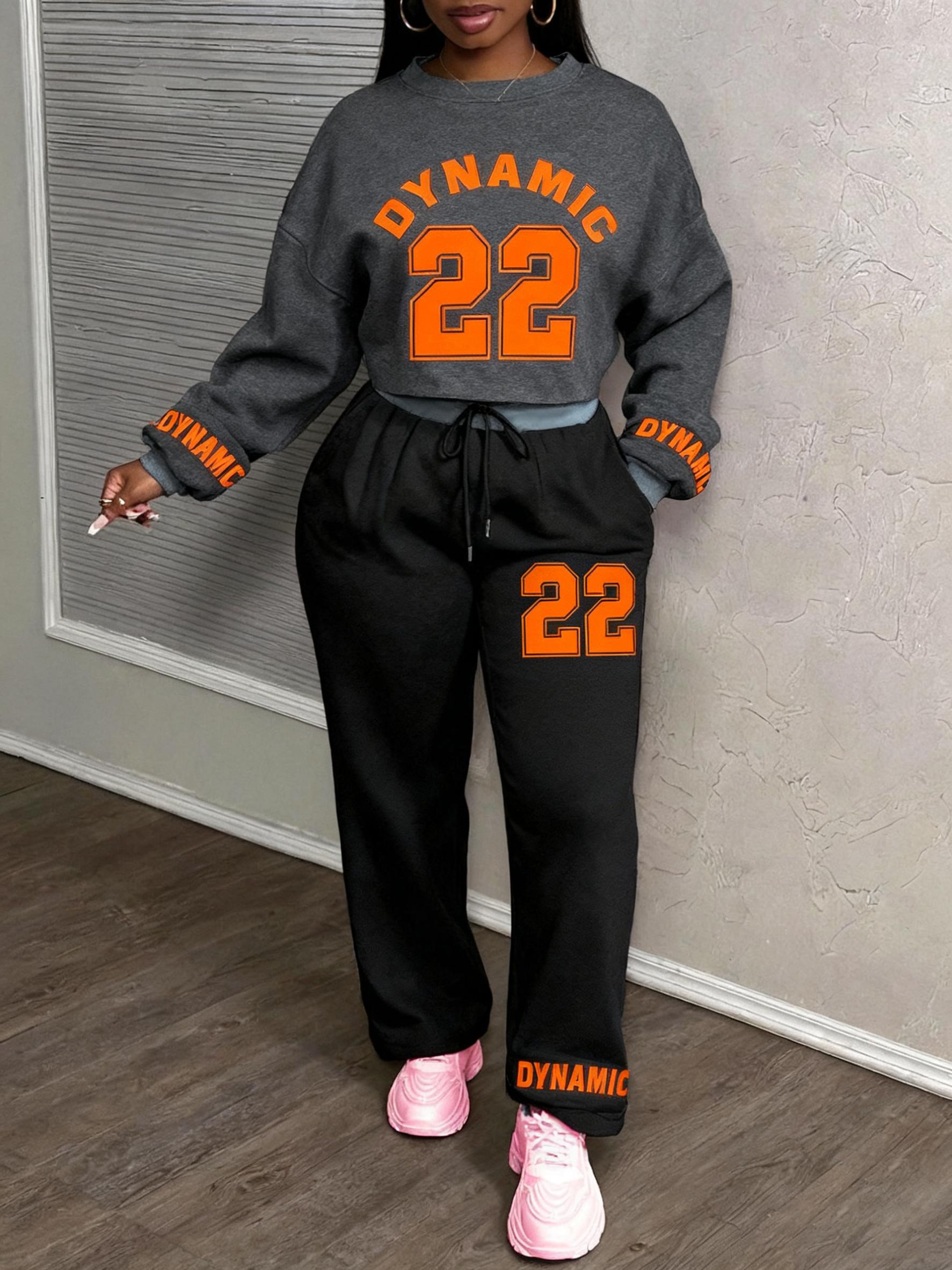 Fashionable And Versatile Street Sports T-shirt  Wide-leg Pants Sportswear Set