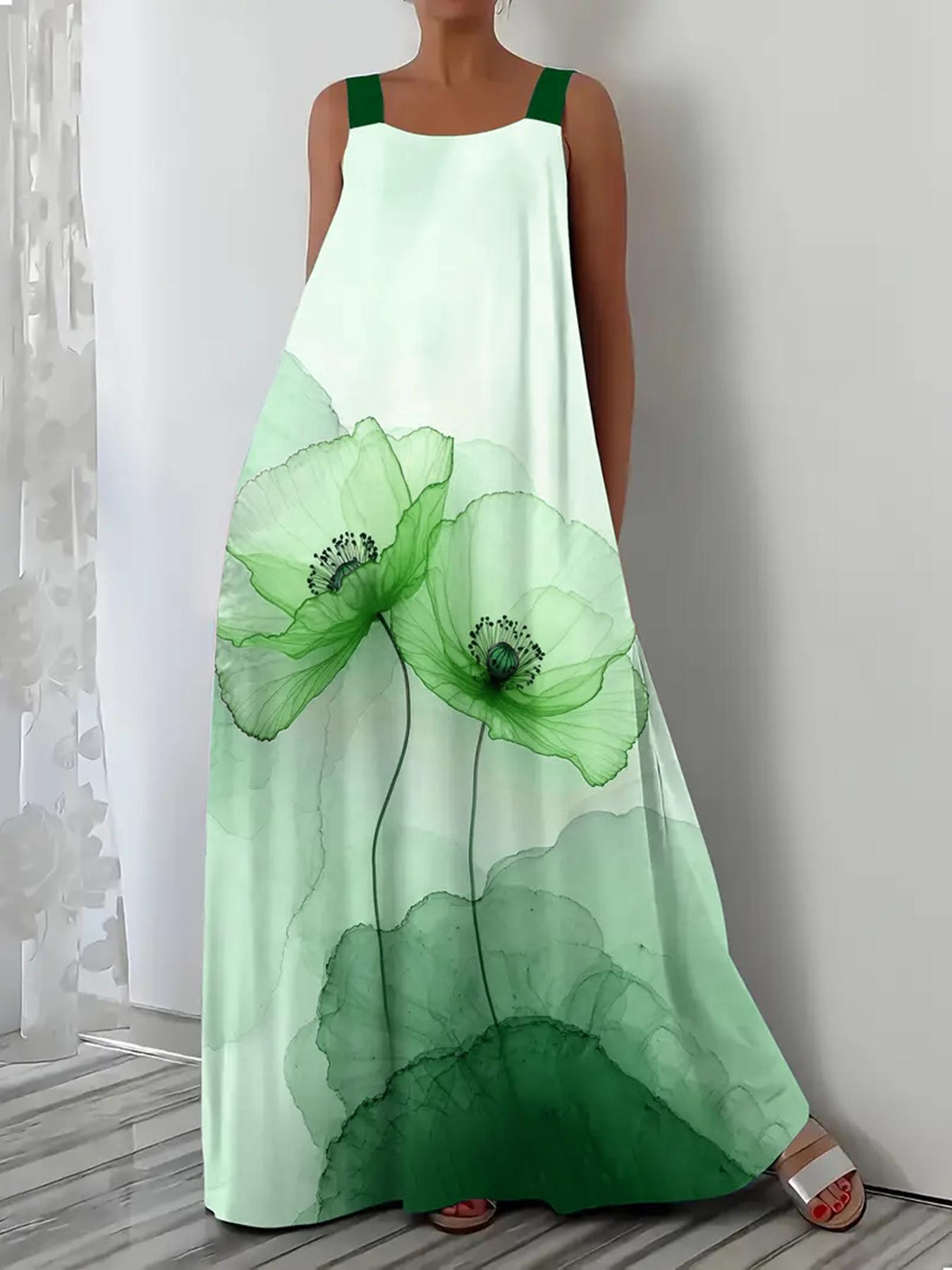 Women's Solid Color Loose Casual Sleeveless Dress With Side Pockets
