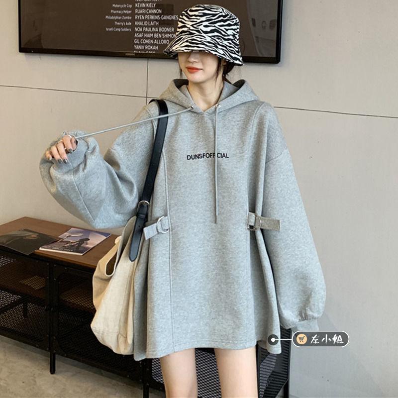 Korean-style Loose-fitting Fleece-lined Thickened Oversized Womens Hoodie For Fall And Winter