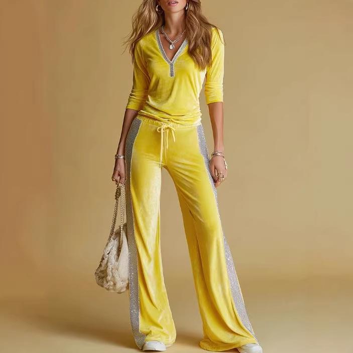 Womens High-end Velvet Casual Suit