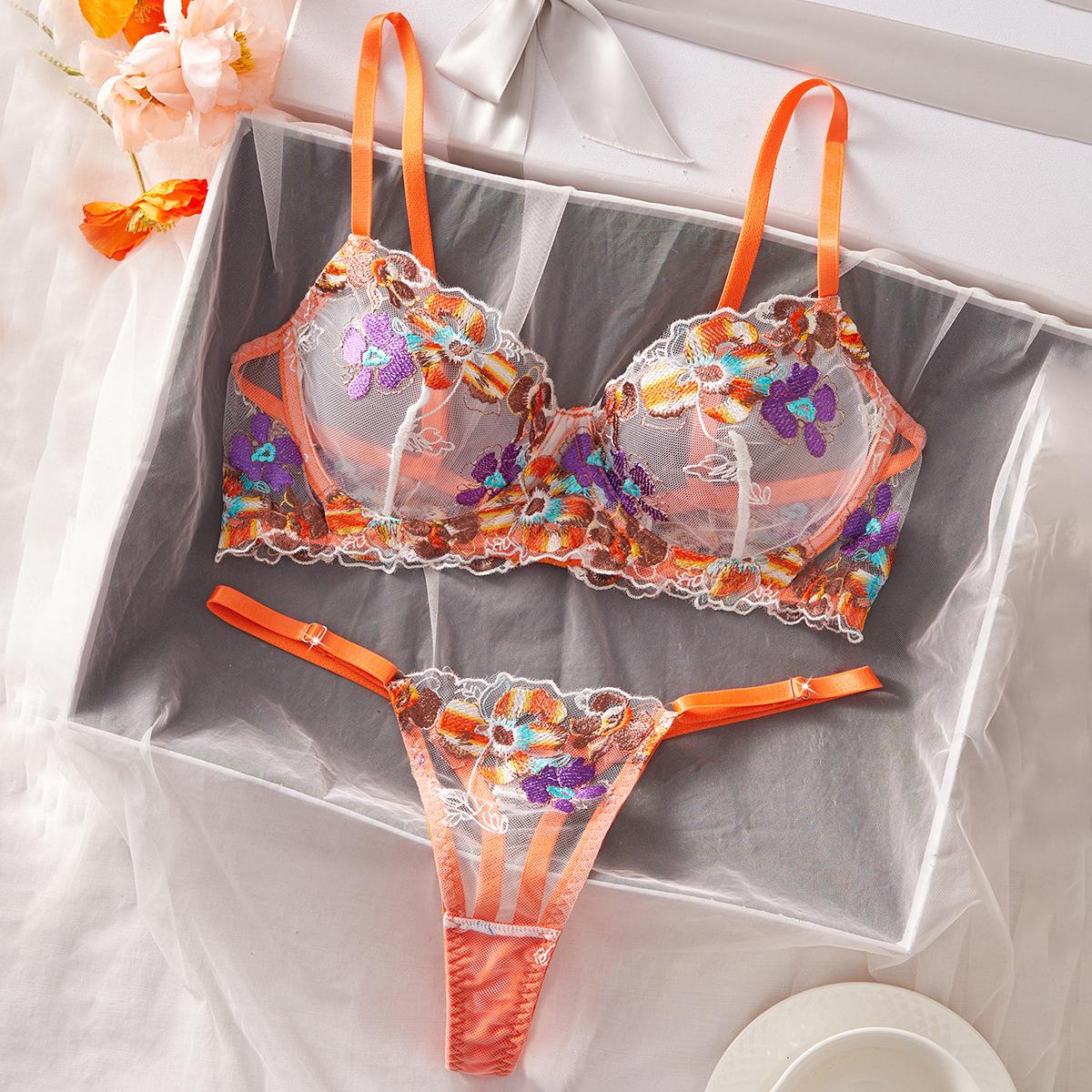 Mesh Embroidered Sexy Lingerie Set For Women