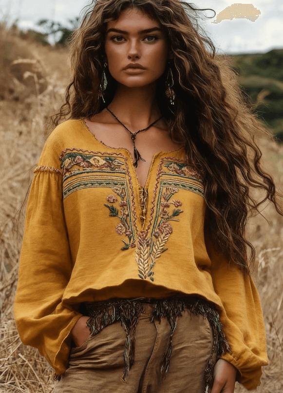 Women's Bohemian Retro Floral T-Shirt
