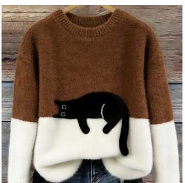 Womens Christmas Pullover Fleece Long-Sleeve Sweater