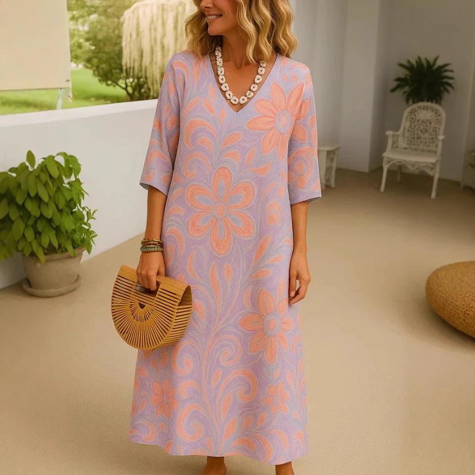Women's Casual Floral 3D Printed Sleeve Skirt