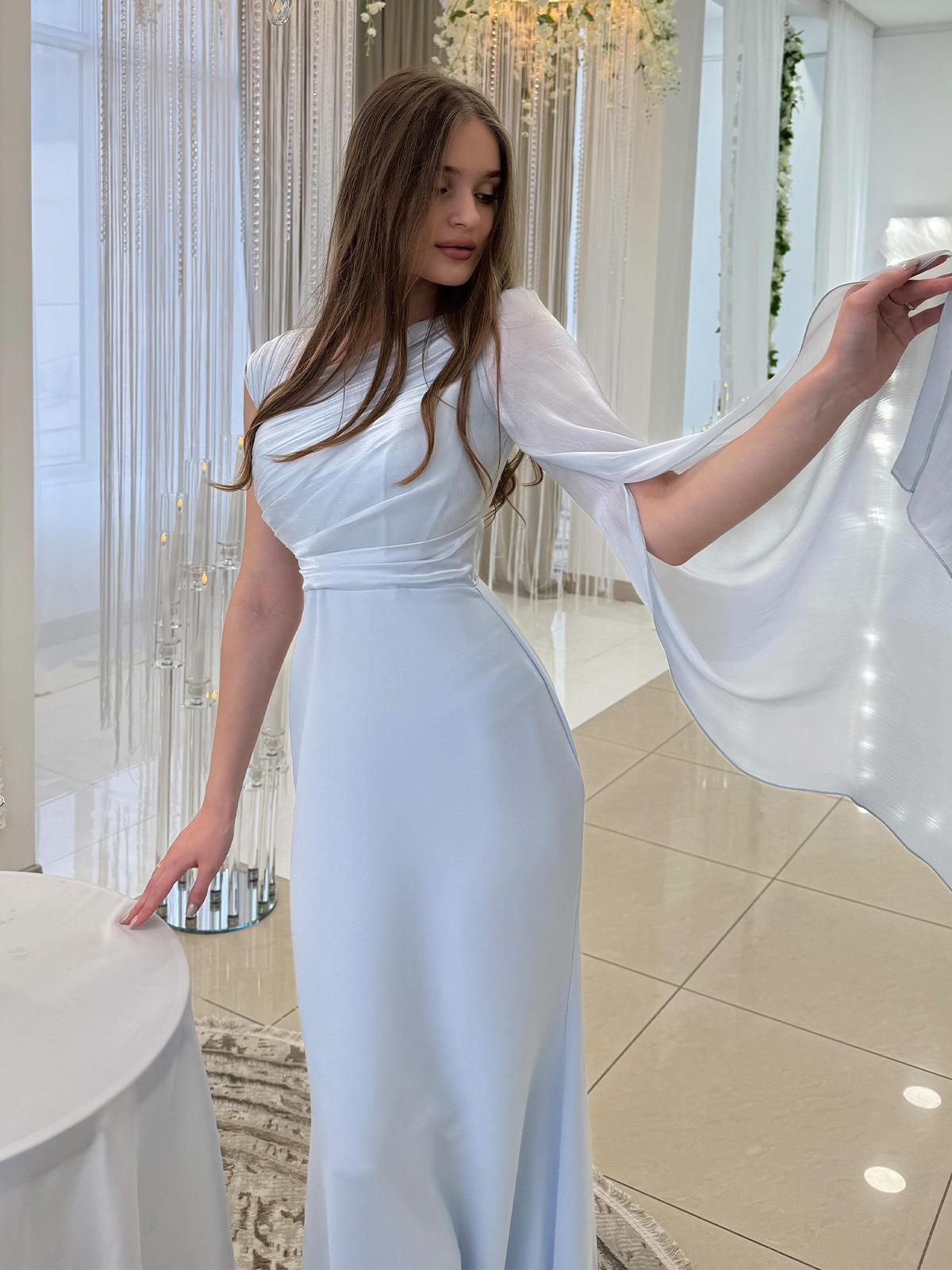 Elegant Single Long Sleeve Slim Satin Dress