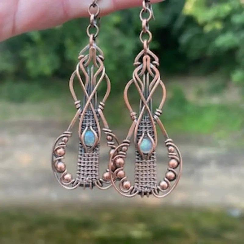 Creative Long Moonstone Pendant Womens Earrings