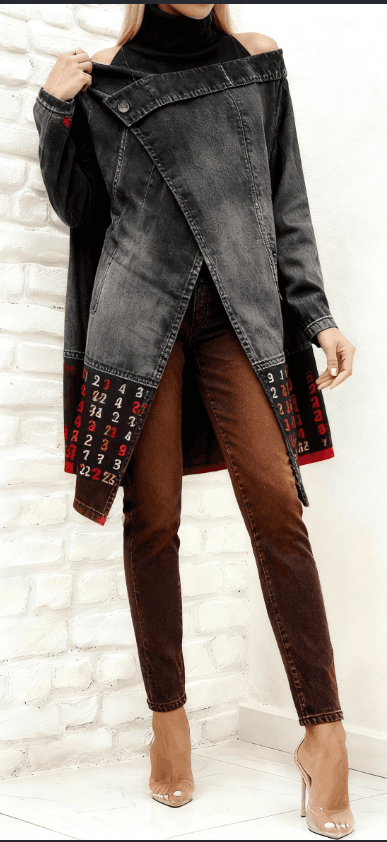 Simple And Stylish Two-piece Suit, Asymmetrical Top, Slim-fit Trousers
