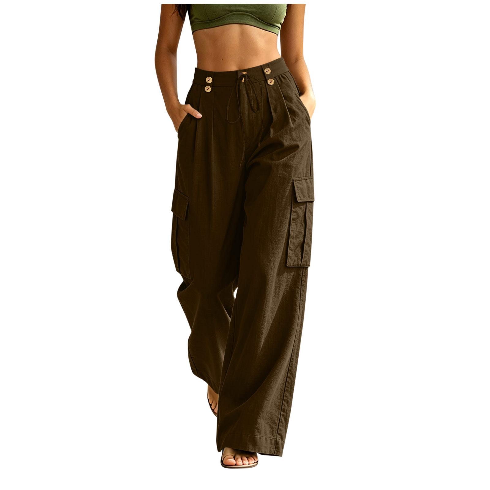 Multi-pocket Casual Cargo Pants With An Elastic Waistband