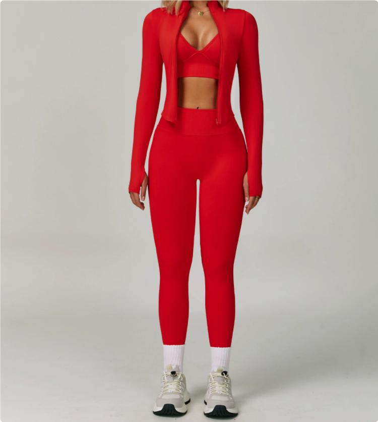 Bright Red / L / Bra and pants and jacket