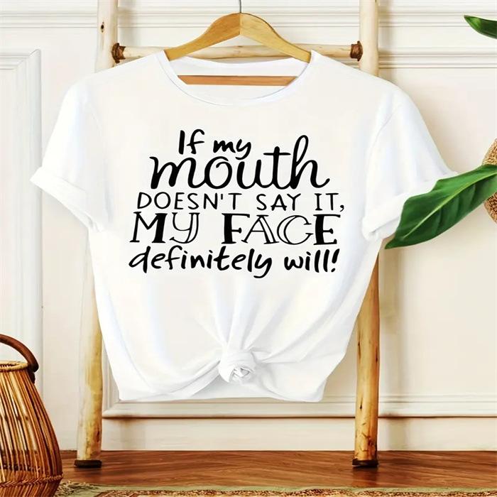 Women's Printed Crew Neck Plus-Size Short-Sleeve T-Shirt Top