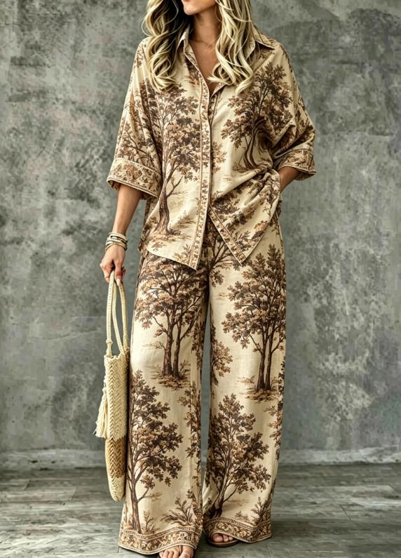 SpringSummer Digital-Print Shirt And Pants Set