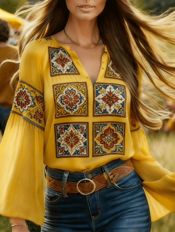 Women's Bohemian Retro Floral T-Shirt