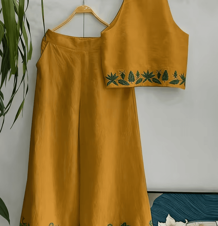 Simple Two-piece Set Of Suspender Wide-leg Pants For Women