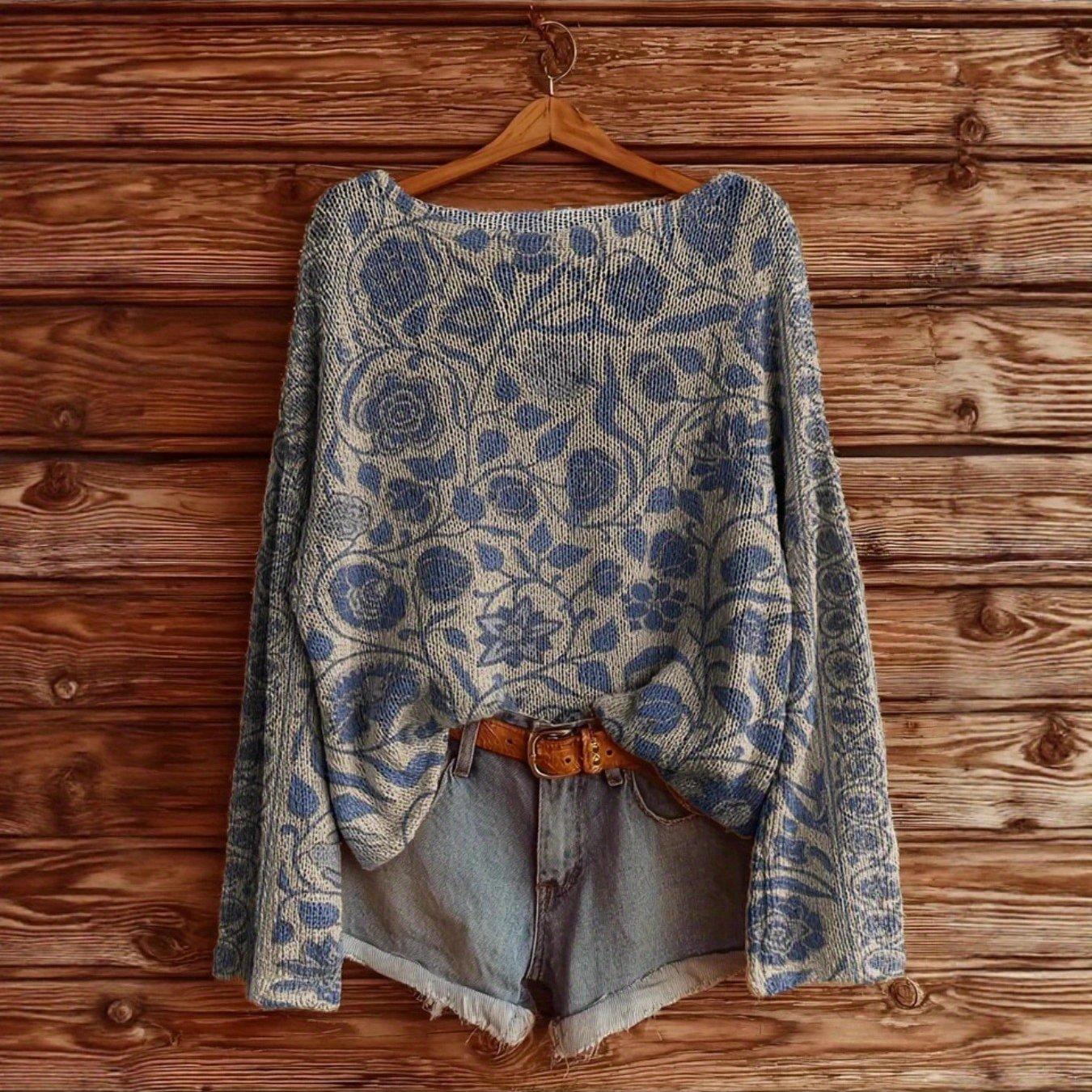 Autumn And Winter Retro Colorful Printed Pattern Women's Sweater, Lazy And Relaxed, Casual And Fashionable